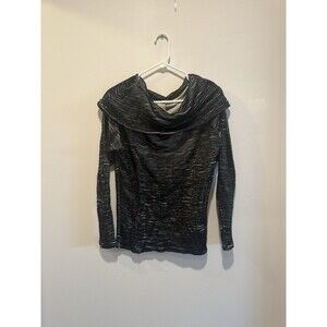 Dolan Left Coast Black & White Ribbed Cowl Neck Long Sleeve Top, Size S